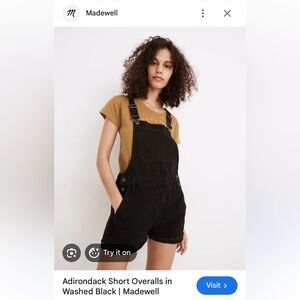 Madewell Black Short Denim Overalls